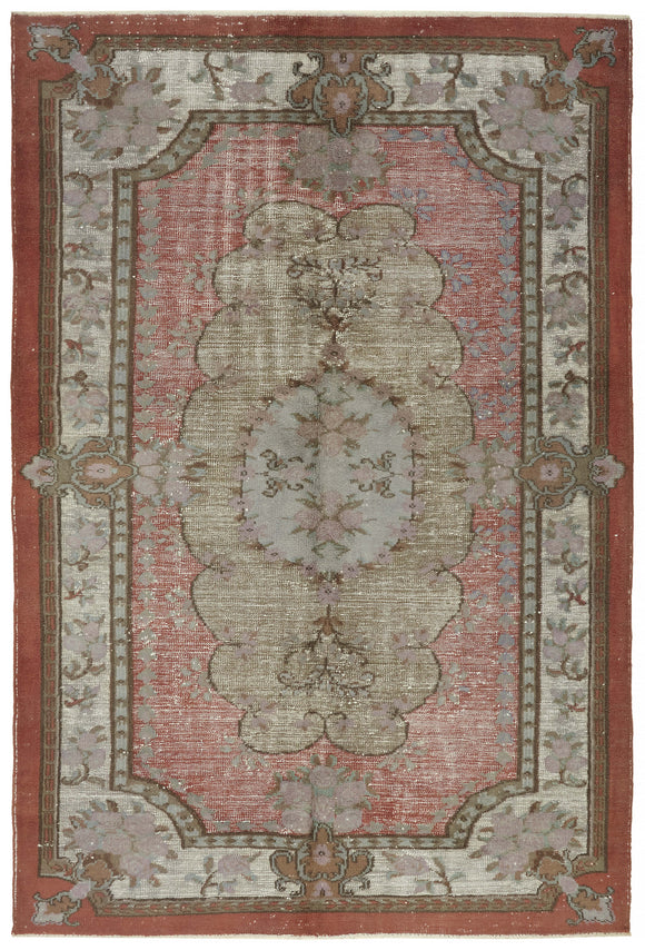 7x10 Vintage Hand-Carved Turkish Rug - 47139