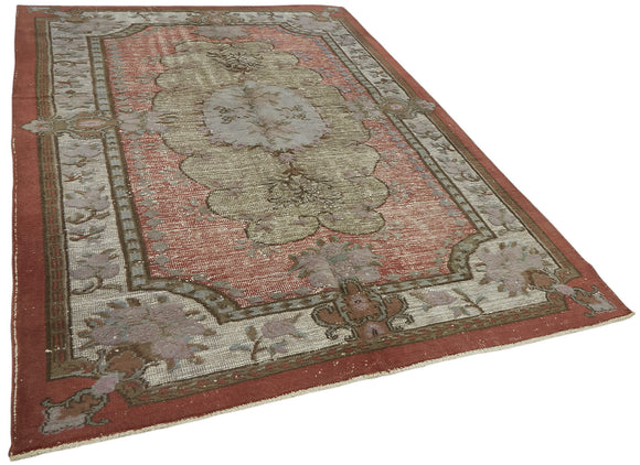 7x10 Vintage Hand-Carved Turkish Rug - 47139