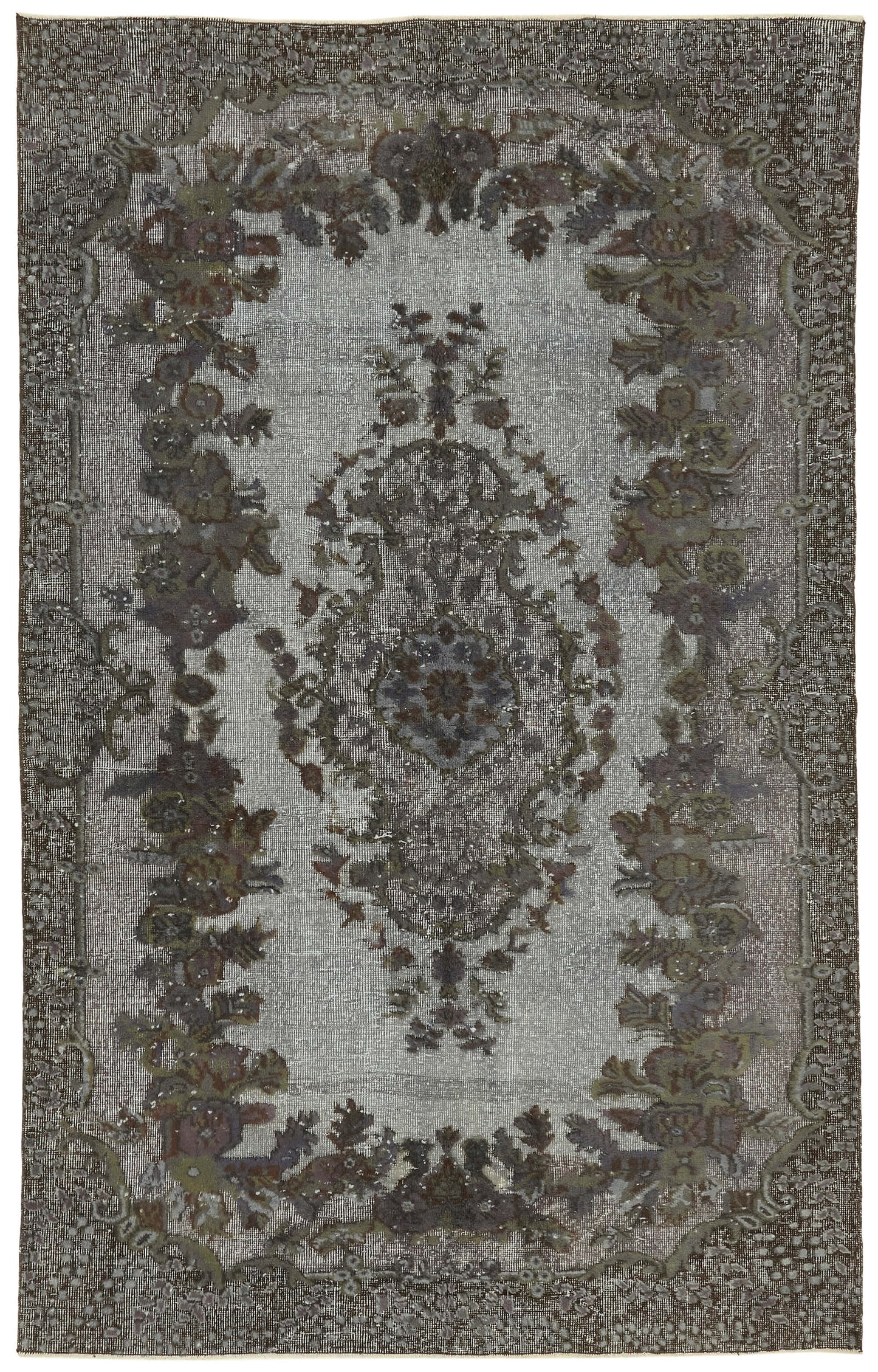 6x9 Vintage Hand-Carved Turkish Rug - 47142