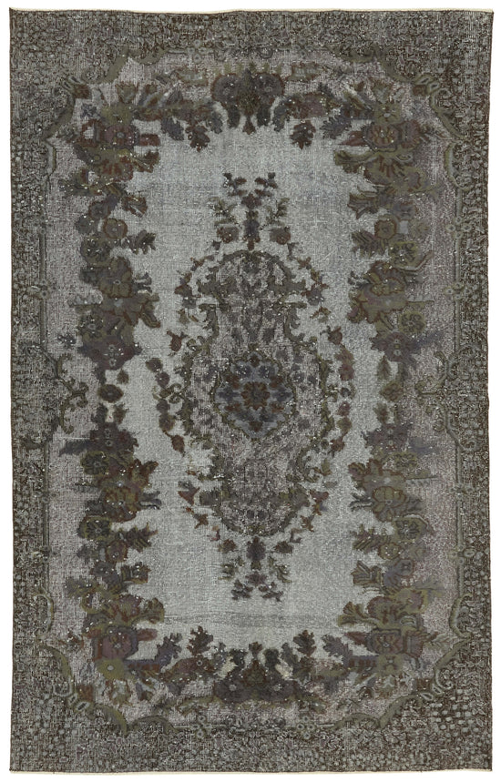 6x9 Vintage Hand-Carved Turkish Rug - 47142