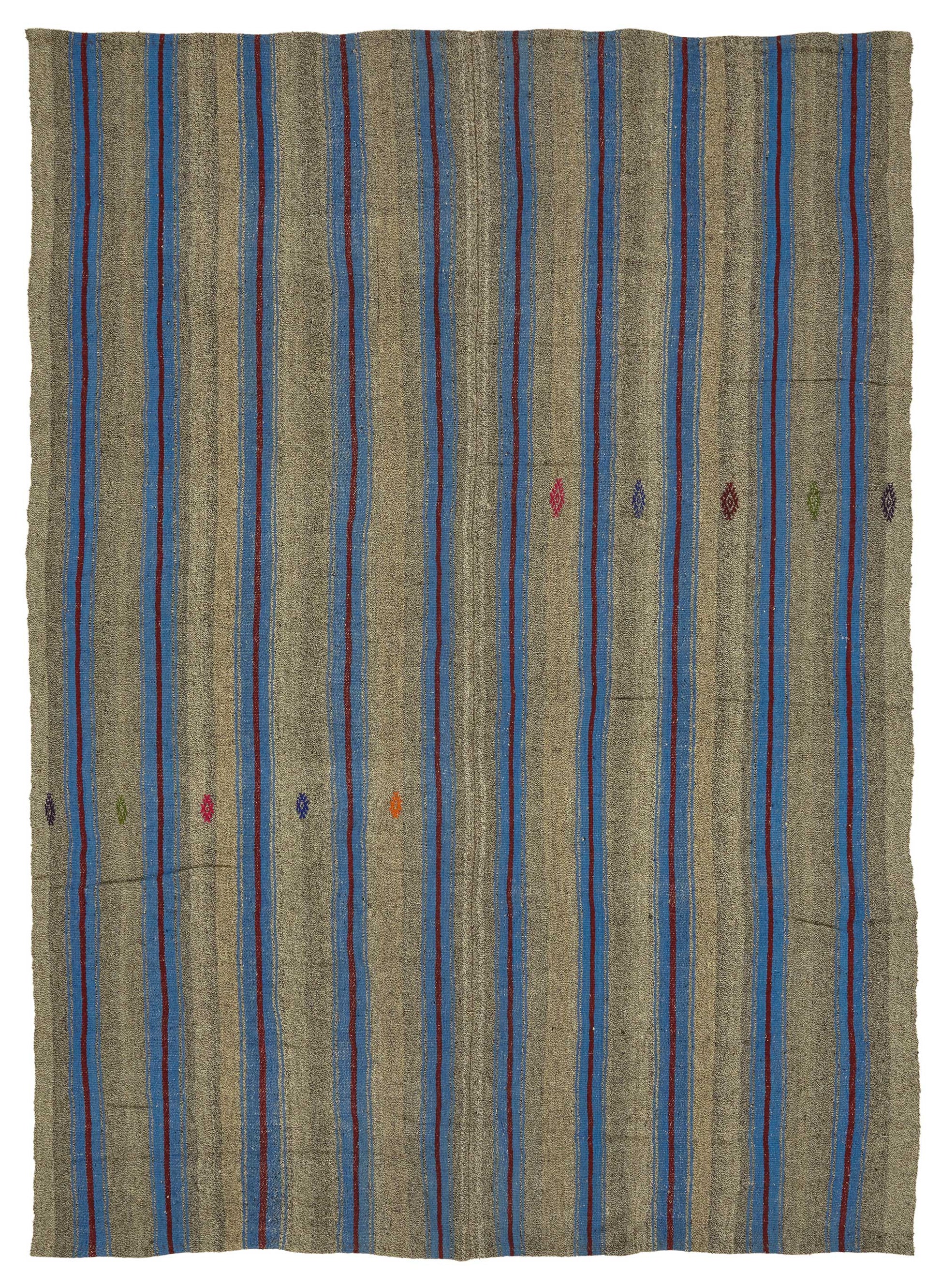 7x10 Blue Vintage Turkish Kilim Rug - 47249