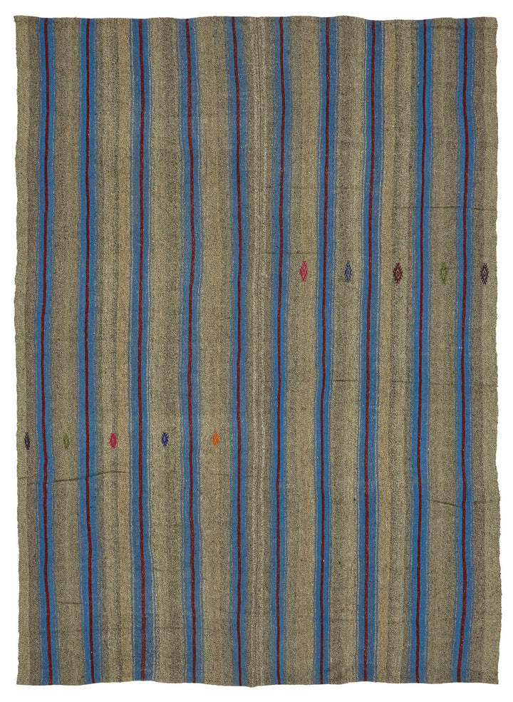 7x10 Blue Vintage Turkish Kilim Rug - 47249