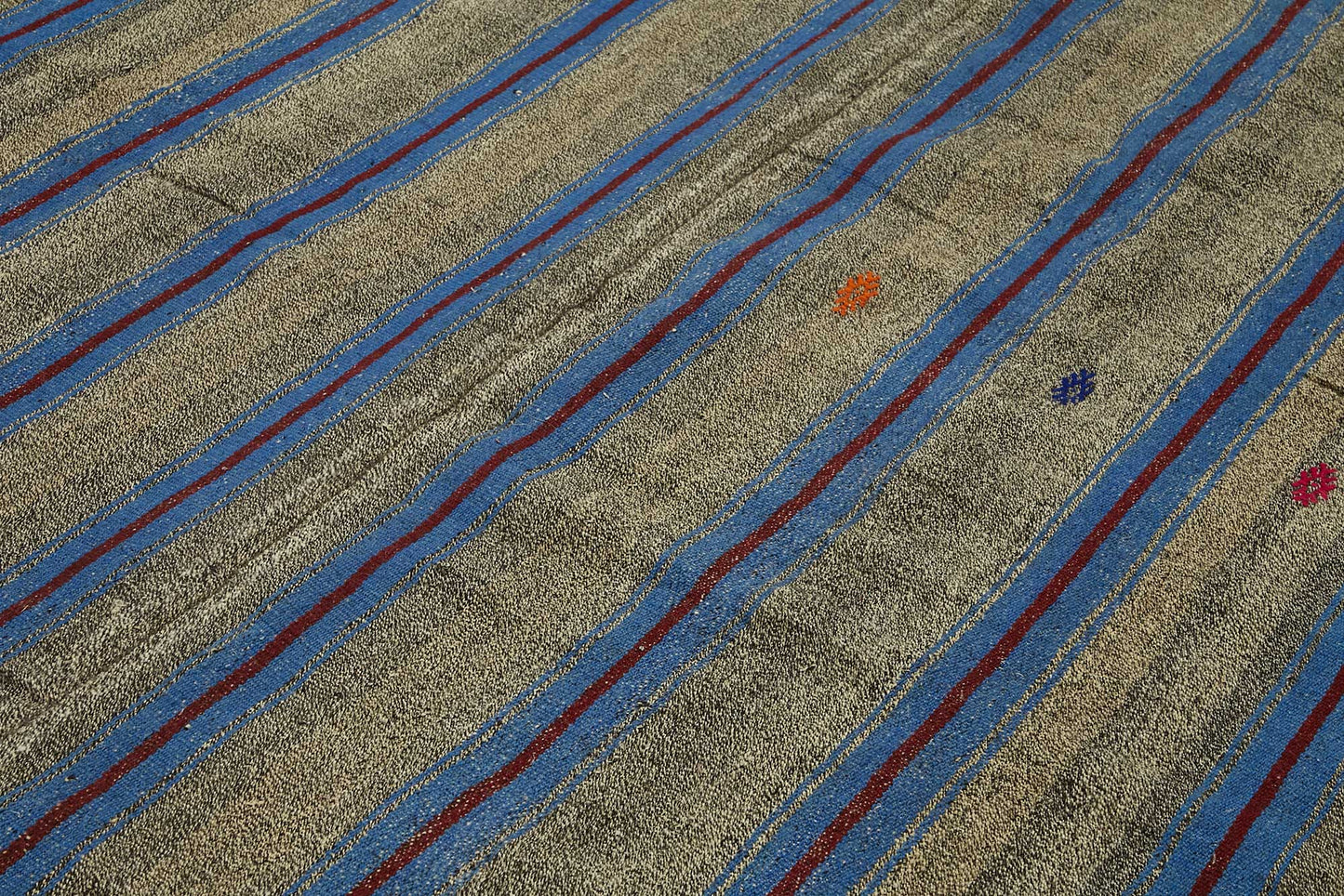 7x10 Blue Vintage Turkish Kilim Rug - 47249