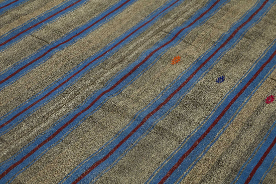 7x10 Blue Vintage Turkish Kilim Rug - 47249