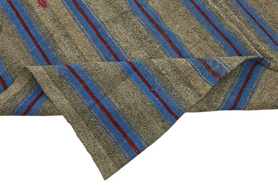 7x10 Blue Vintage Turkish Kilim Rug - 47249