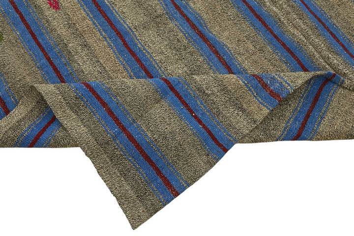 7x10 Blue Vintage Turkish Kilim Rug - 47249
