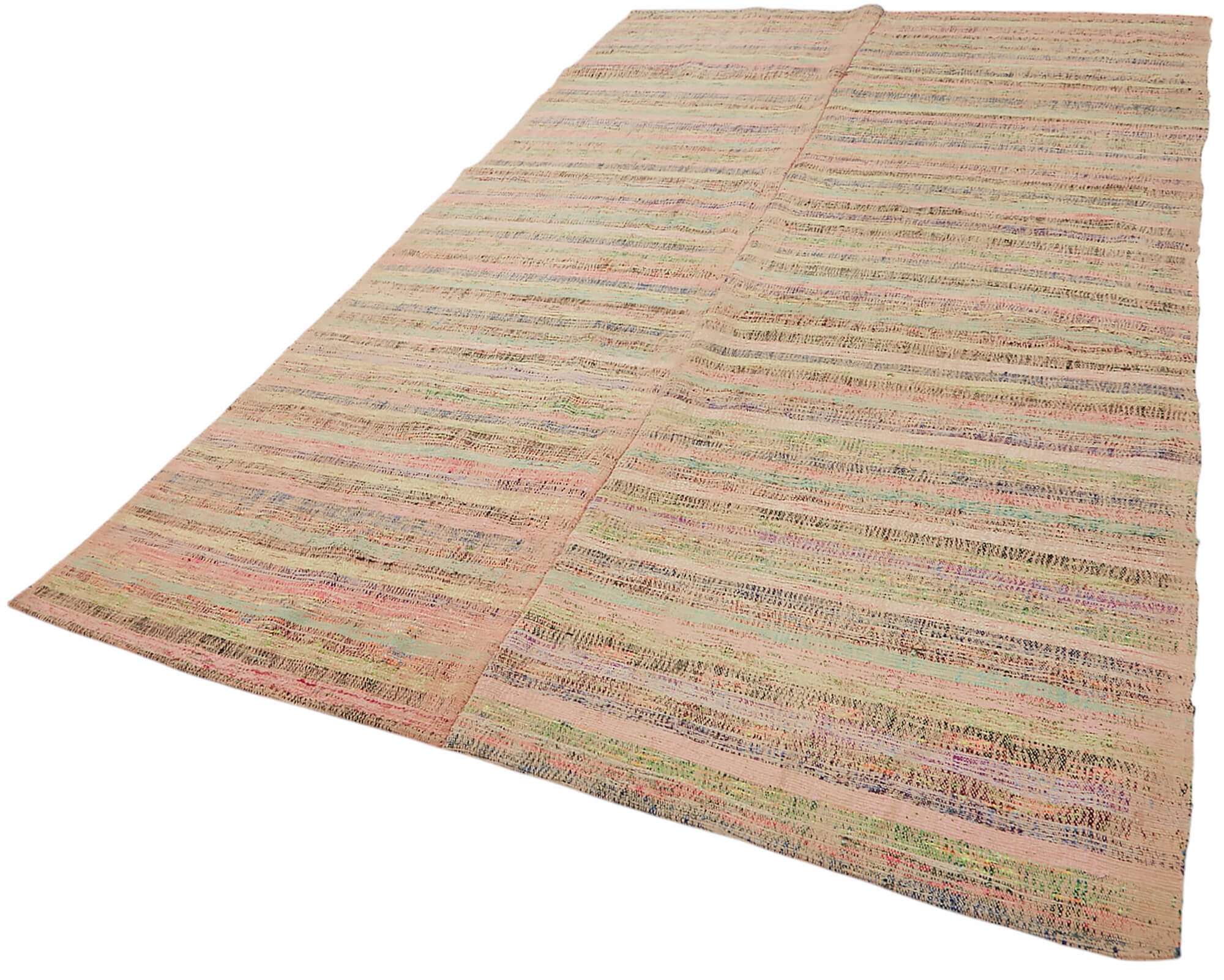 Handmade wool flatweave area rug with flatwoven texture for living rooms