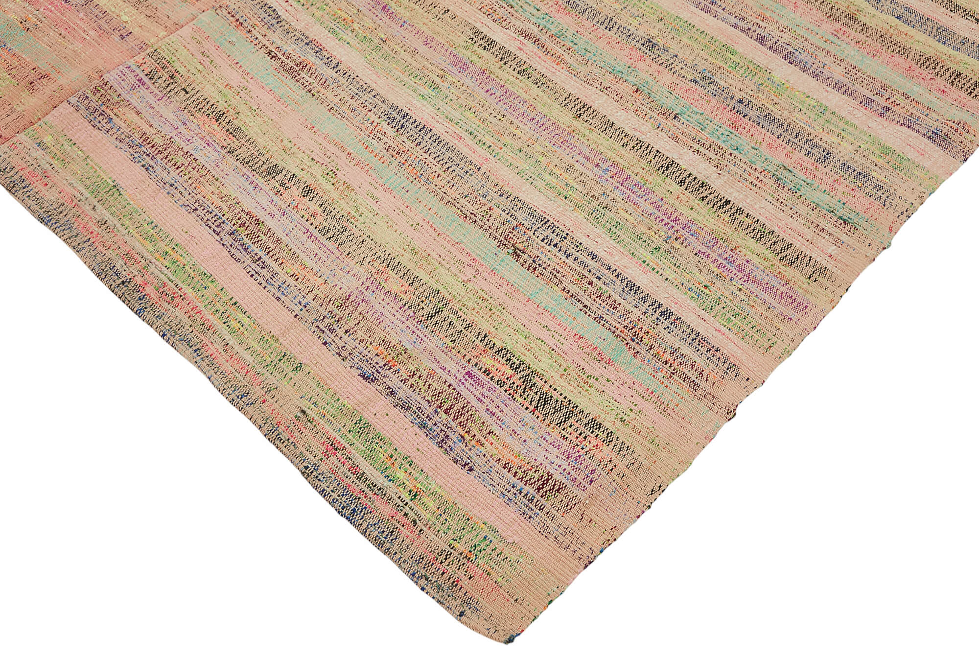 Handmade wool flatweave area rug with flatwoven texture for living rooms