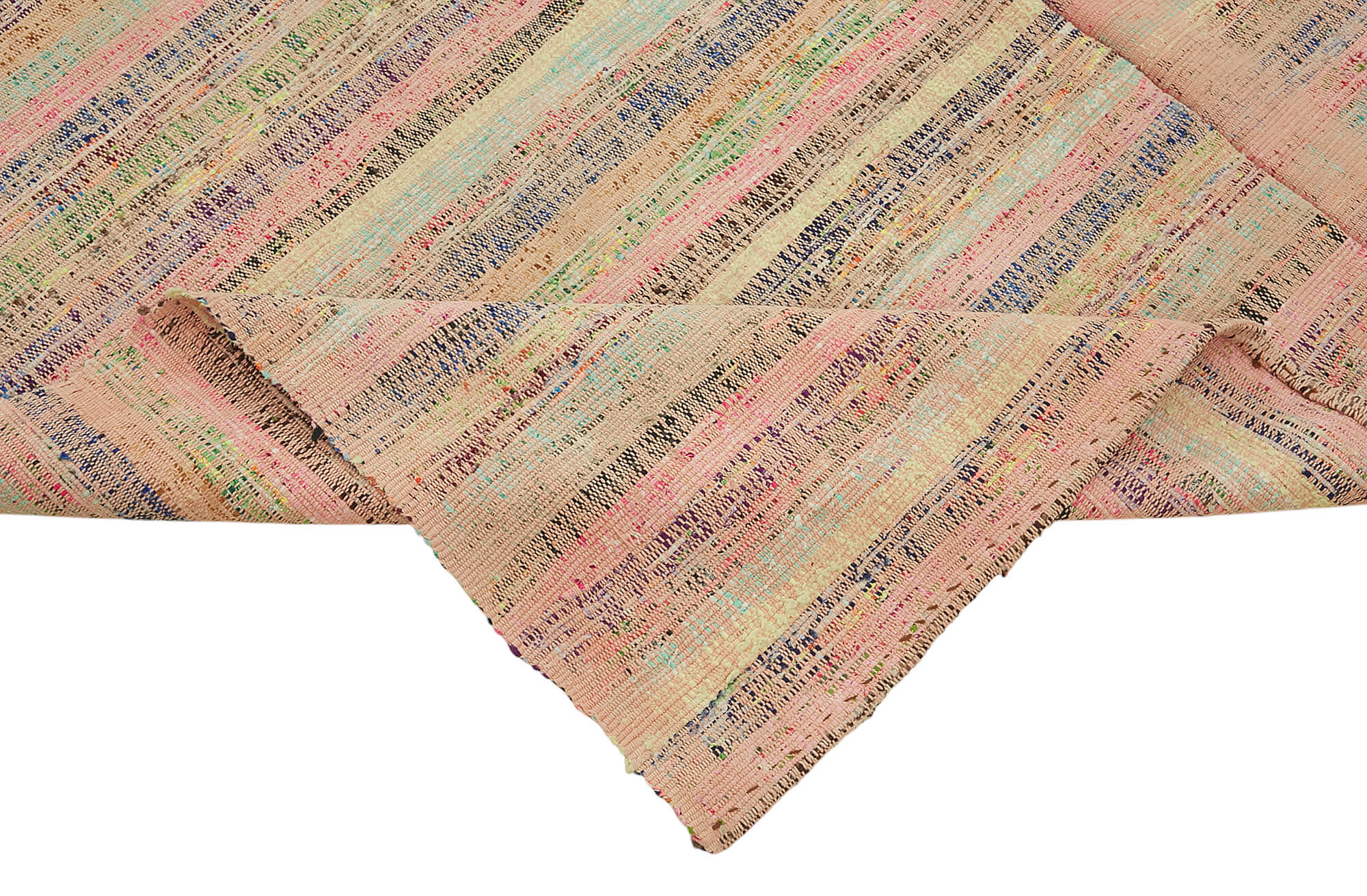 Handmade wool flatweave area rug with flatwoven texture for living rooms