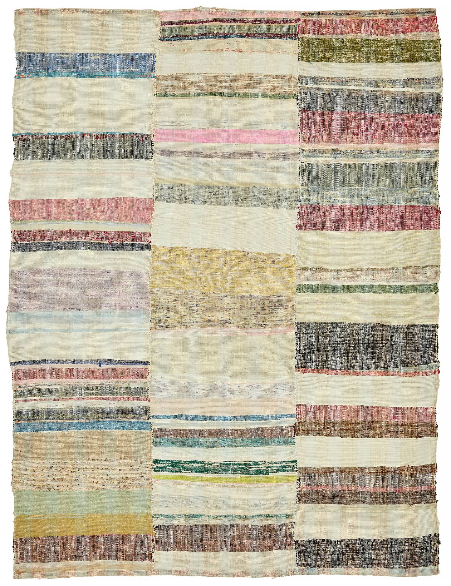 7x9 Multicolor Anatolian Striped Kilim Rug - 47315
