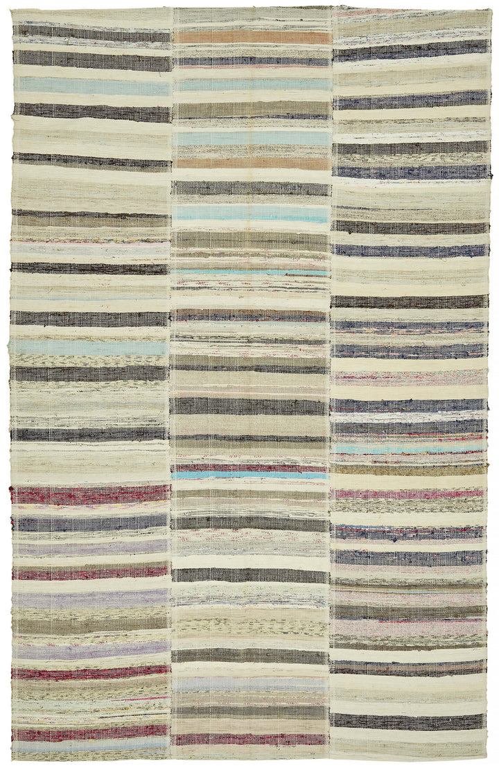6x9 Multicolor Anatolian Striped Kilim Rug - 47316