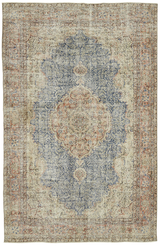 7x11 Hand-Knotted Turkish Vintage Rug - 47351