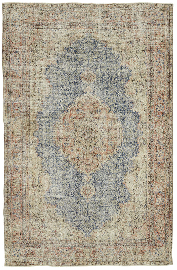 7x11 Hand-Knotted Turkish Vintage Rug - 47351