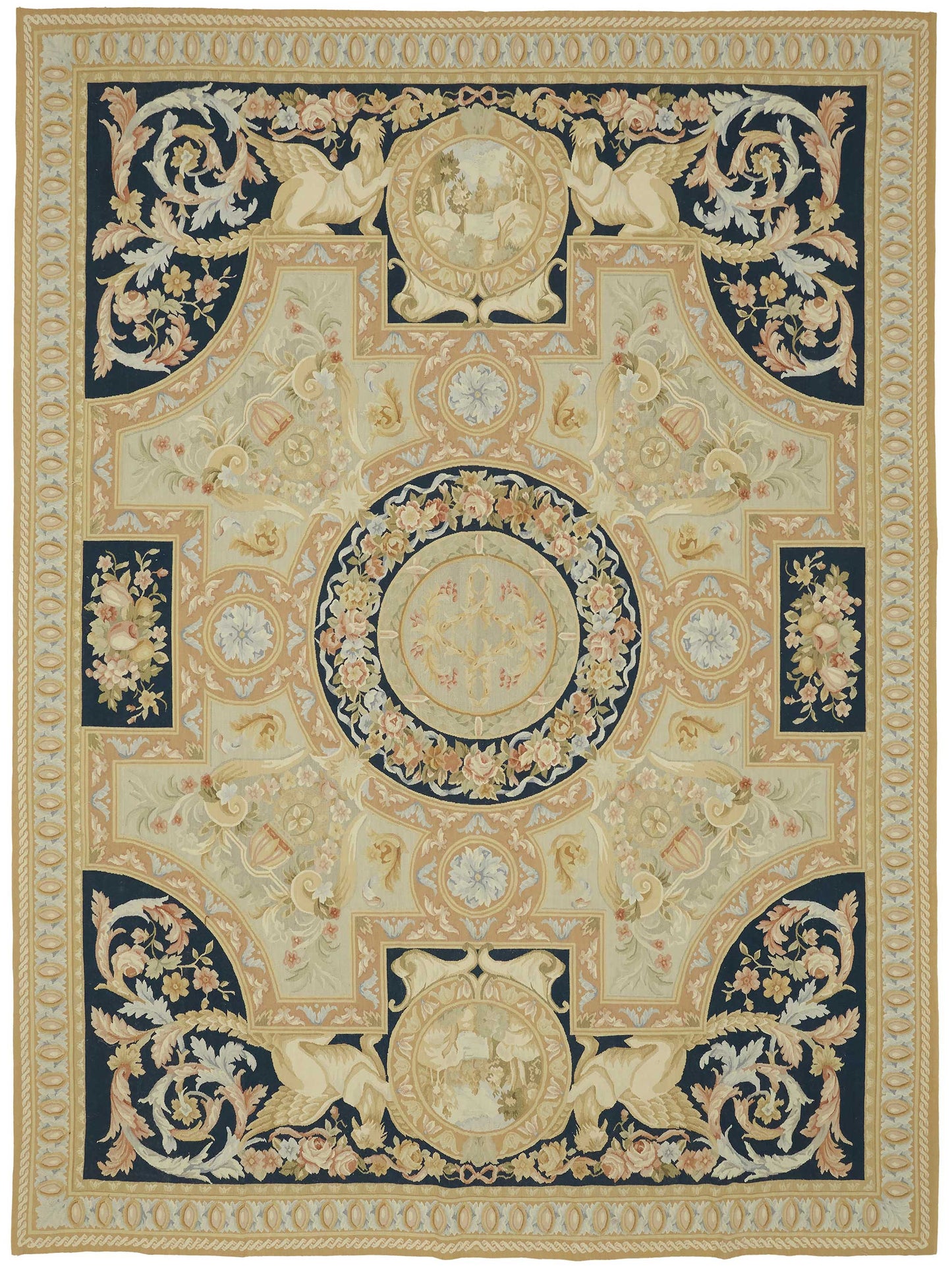 9x12 Floral Aubusson Kilim - 47368