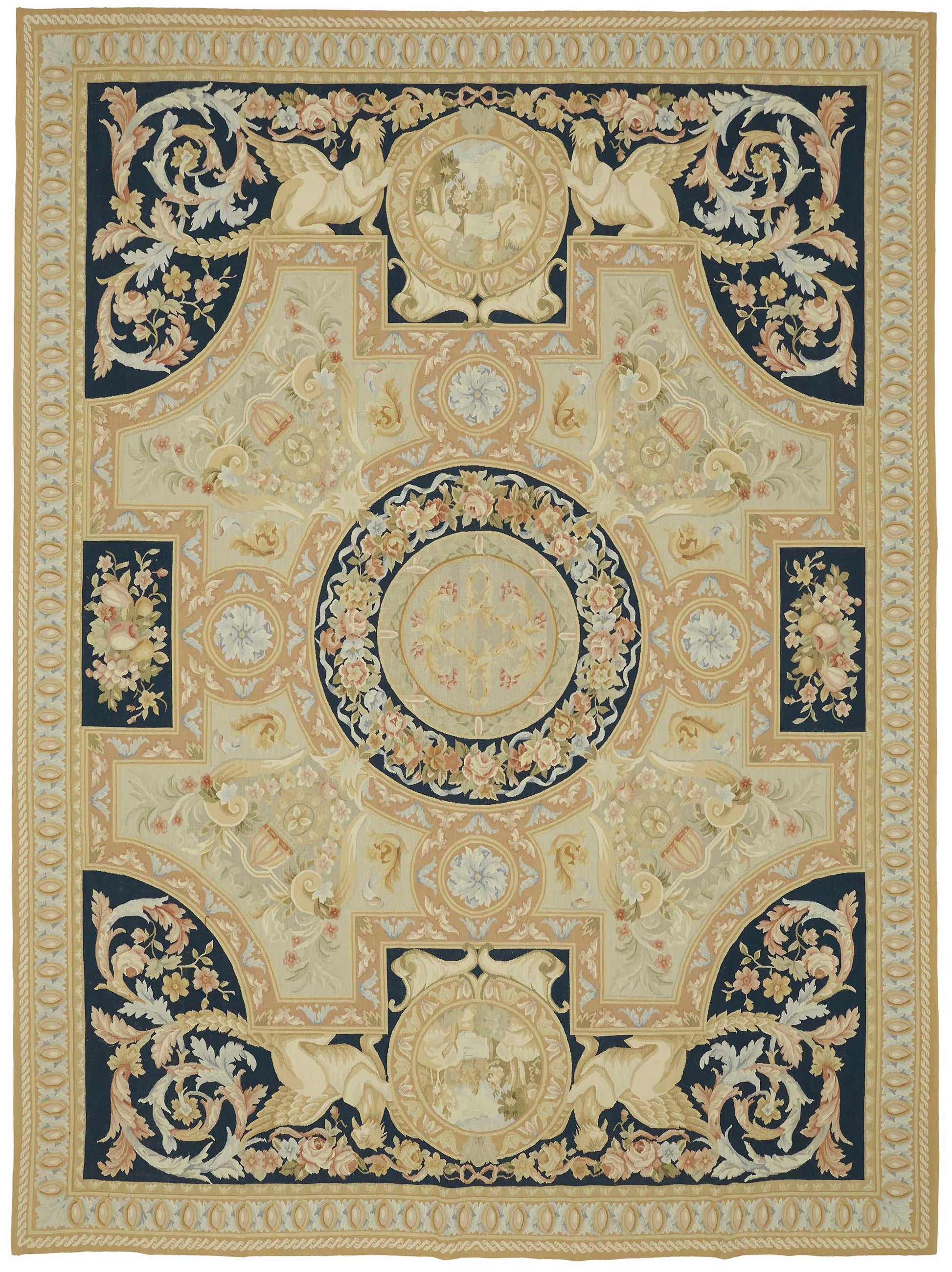 9x12 Floral Aubusson Kilim - 47368