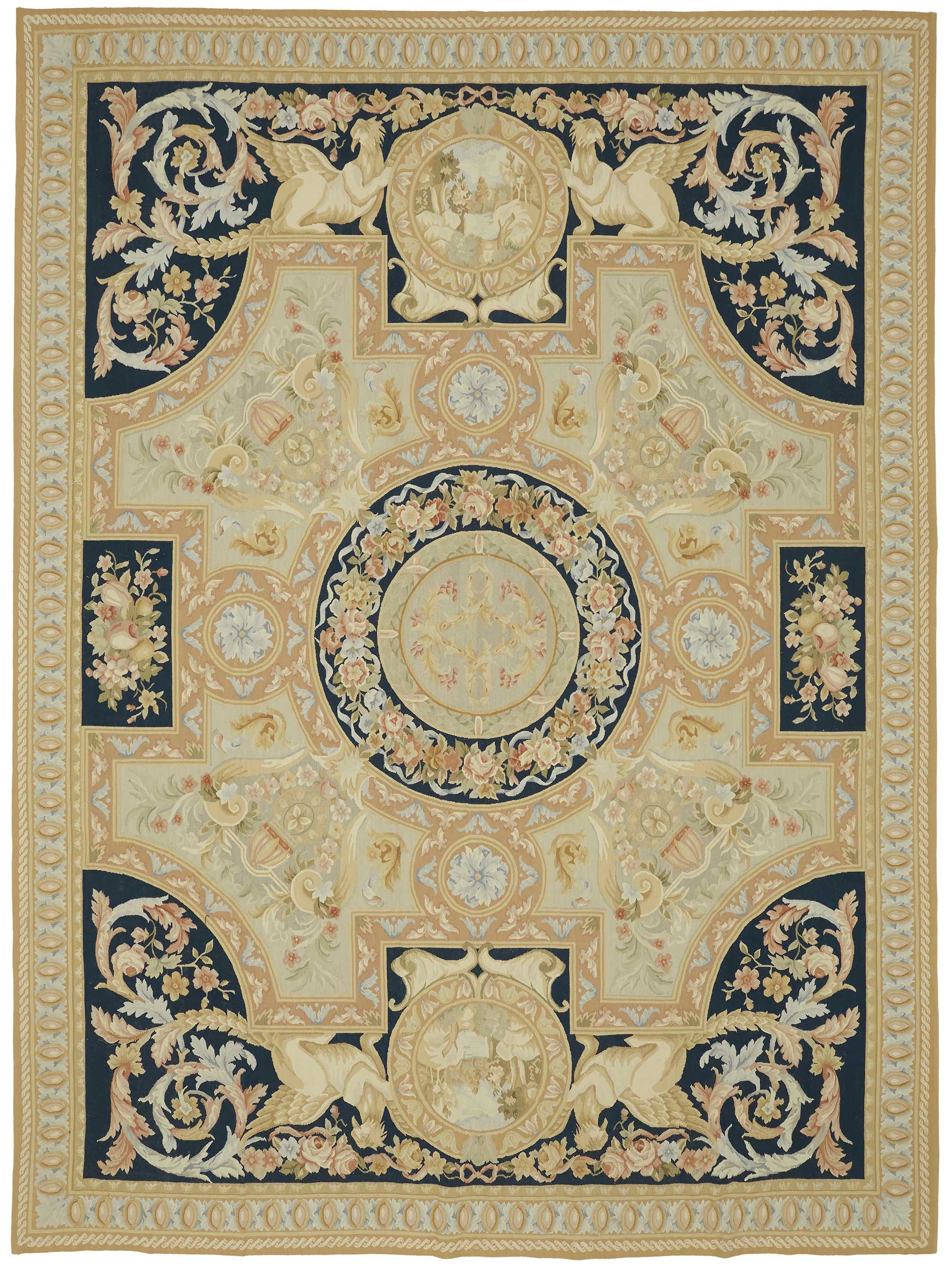 9x12 Floral Aubusson Kilim - 47368