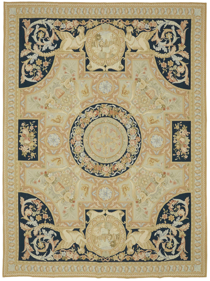 9x12 Floral Aubusson Kilim - 47368