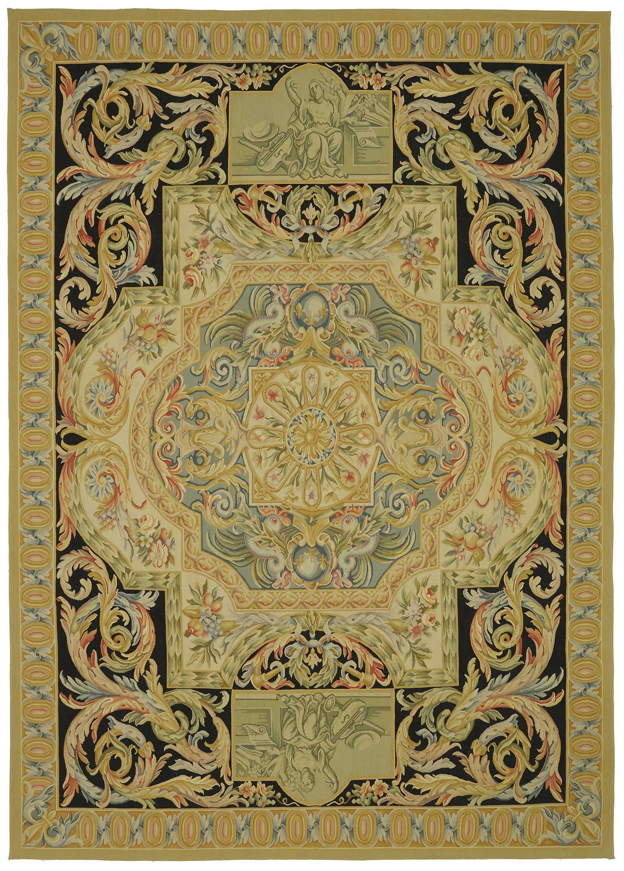 9x12 Floral Aubusson Kilim - 47372