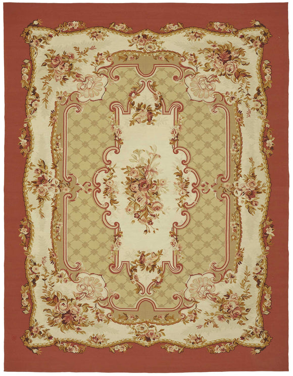 9x12 Floral Aubusson Kilim - 47374