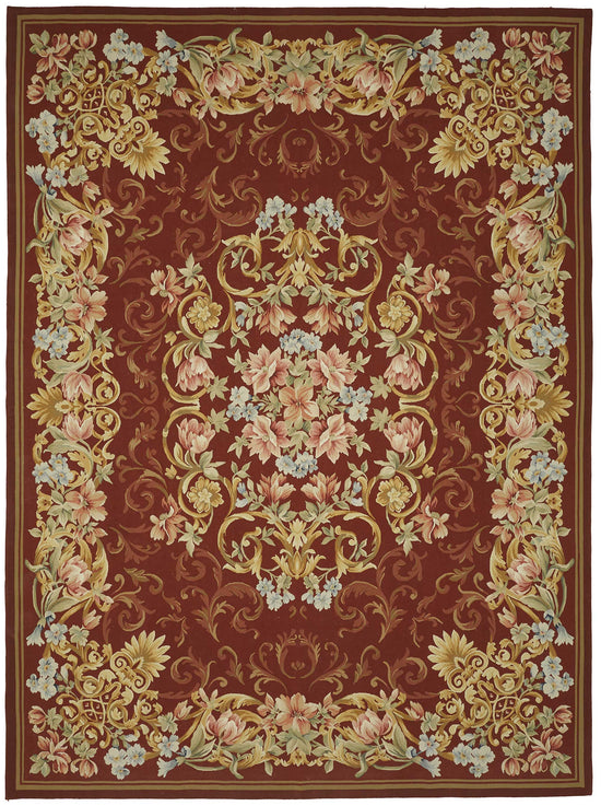10x13 Floral Aubusson Kilim - 47378