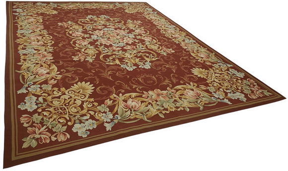 10x13 Floral Aubusson Kilim - 47378