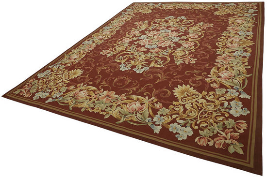 10x13 Floral Aubusson Kilim - 47378