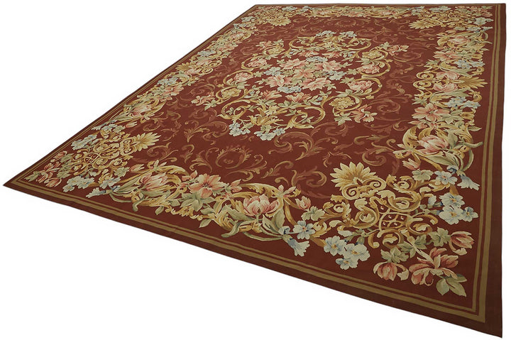 10x13 Floral Aubusson Kilim - 47378