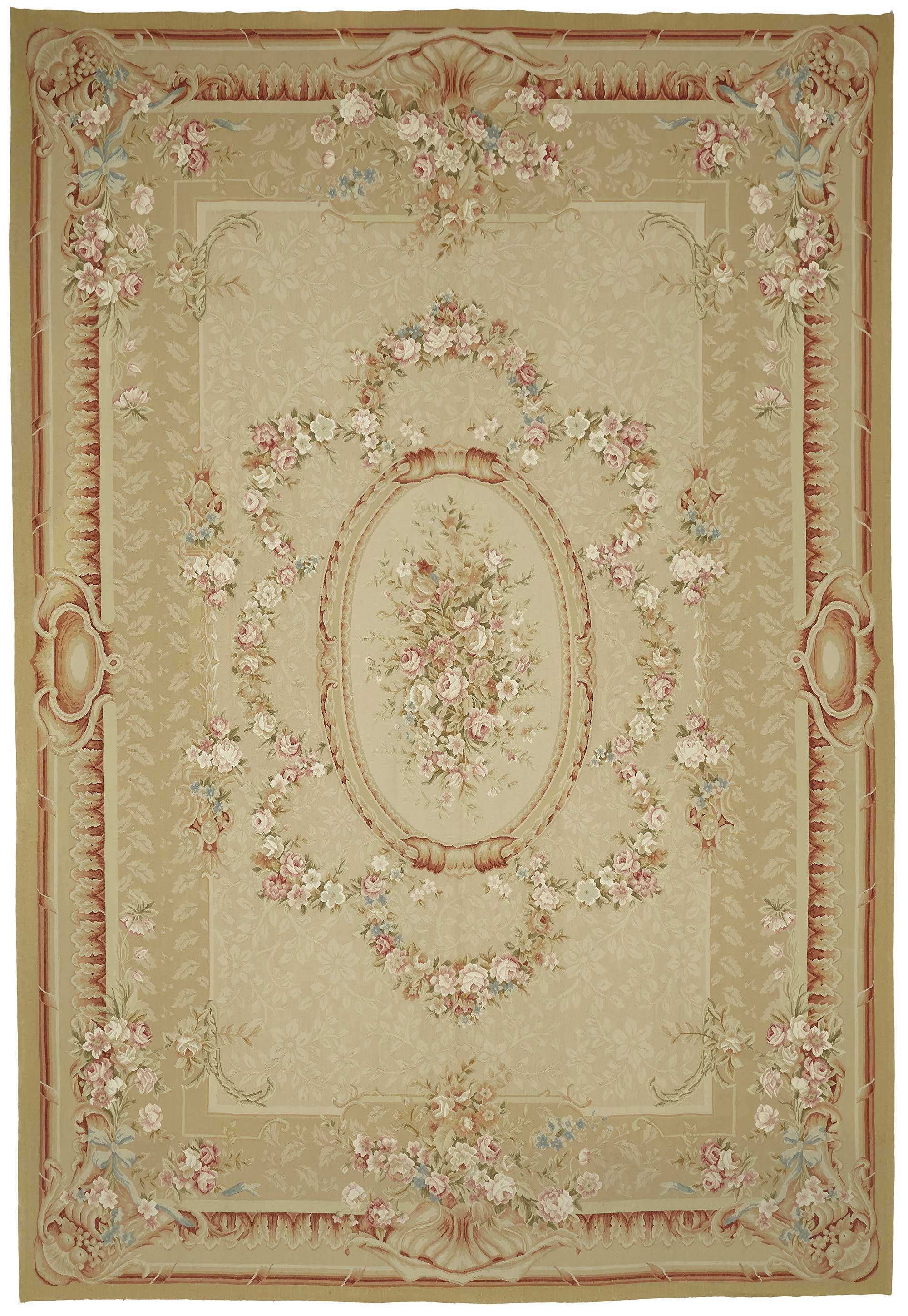 10x14 Floral Aubusson Kilim - 47379