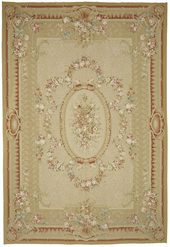 10x14 Floral Aubusson Kilim - 47379
