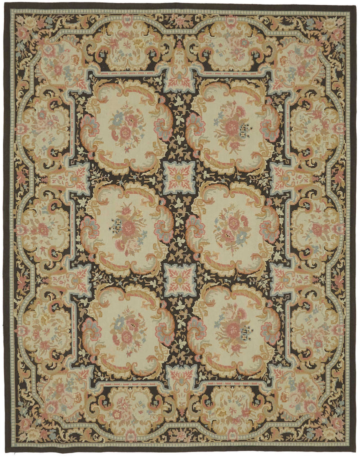 8x10 Floral Aubusson Kilim - 47381