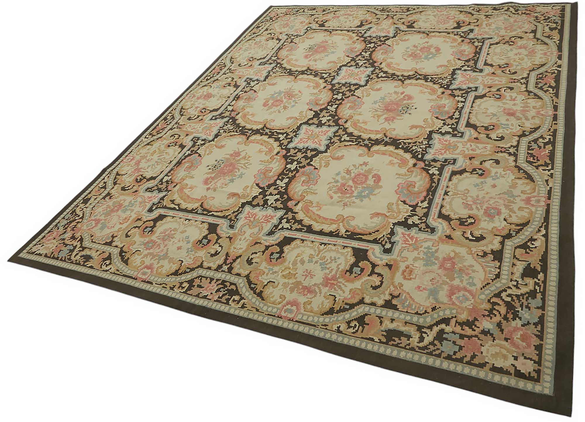 8x10 Floral Aubusson Kilim - 47381