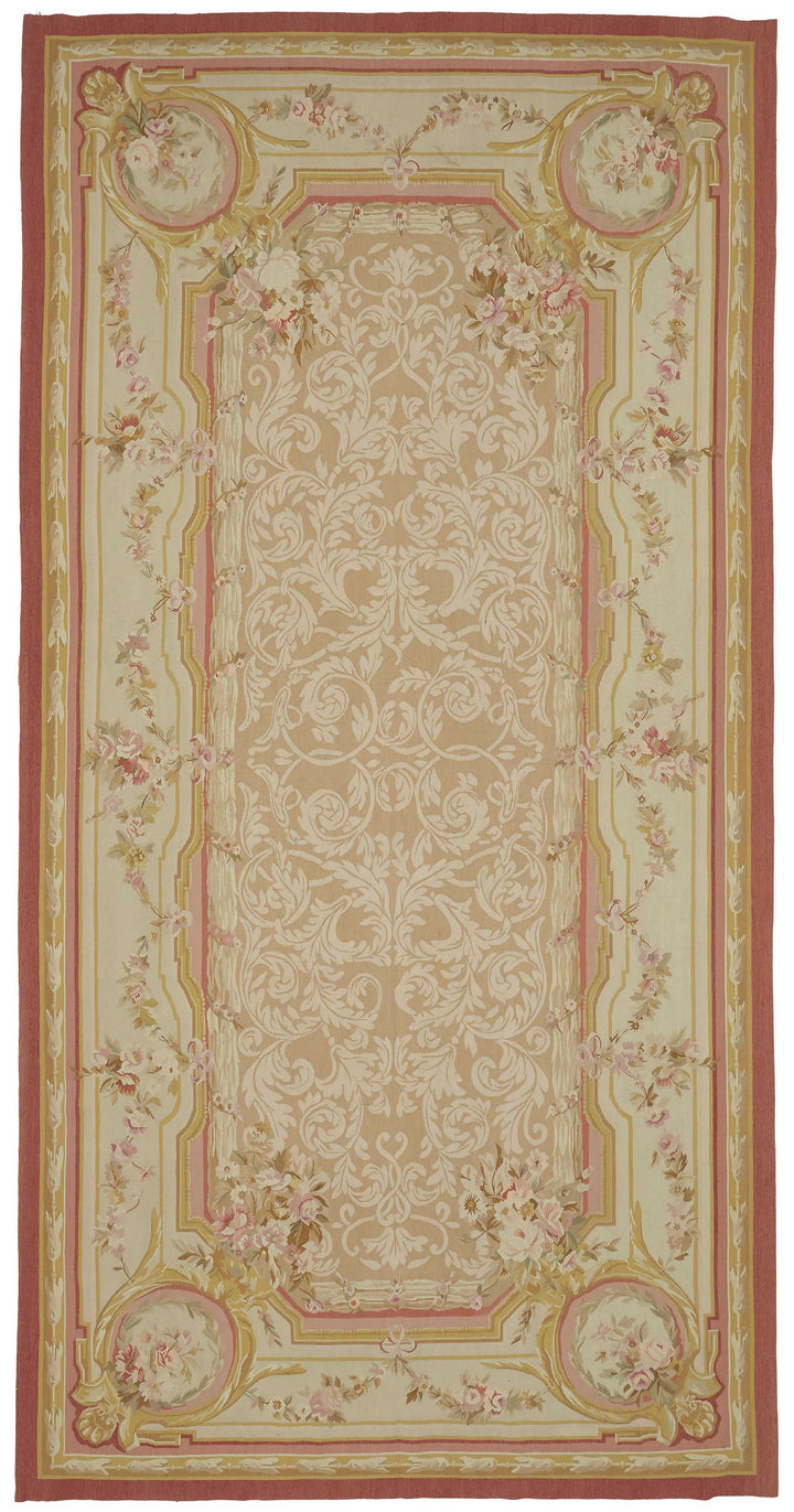 7x13 Floral Aubusson Kilim - 47382