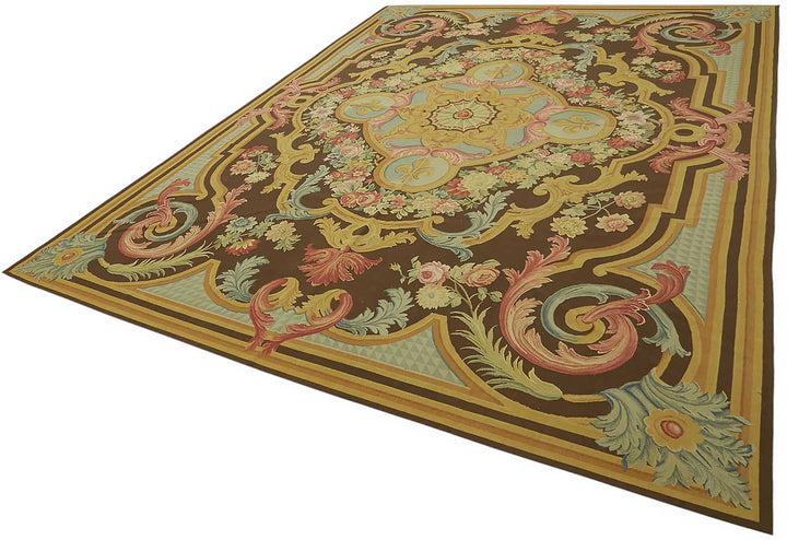 9x12 Floral Aubusson Kilim - 47385