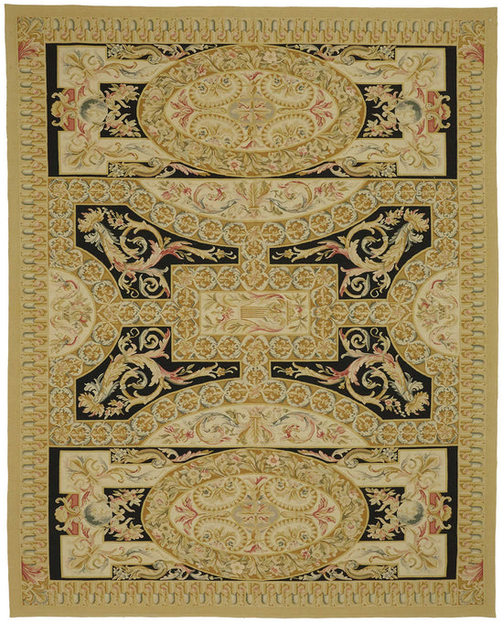 9x11 Floral Aubusson Kilim - 47386