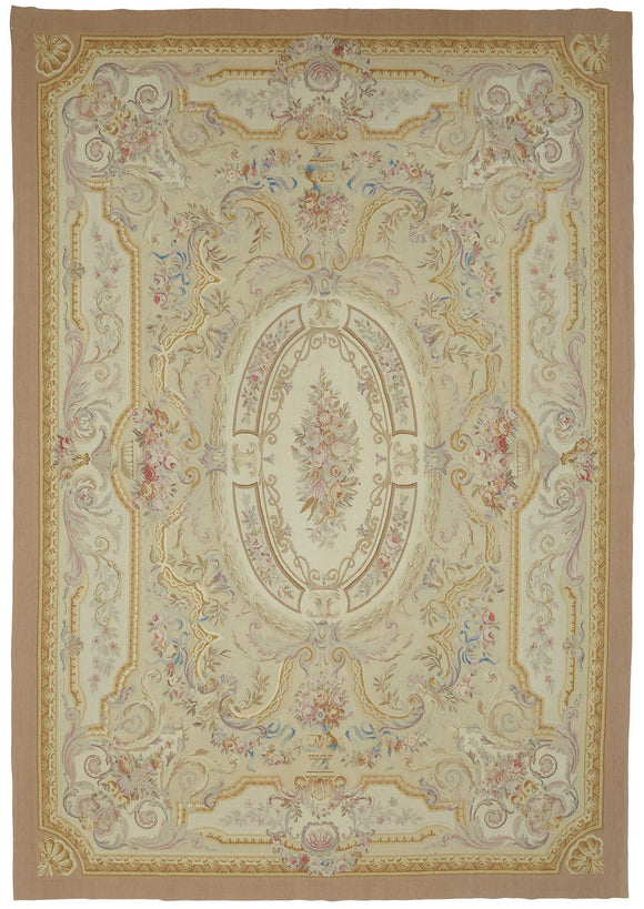 10x14 Floral Aubusson Kilim - 47391