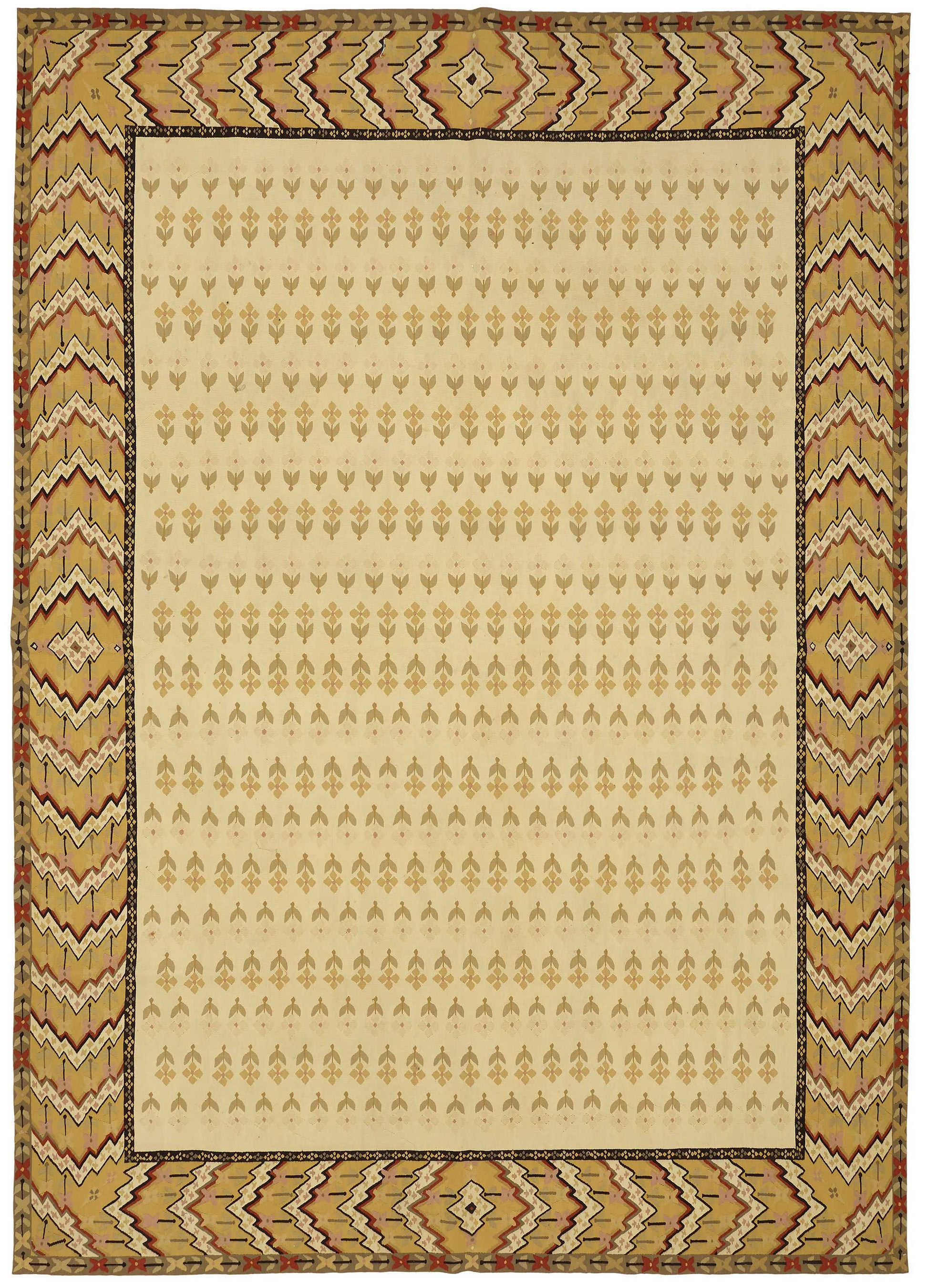 9x13 Floral Aubusson Kilim - 47394