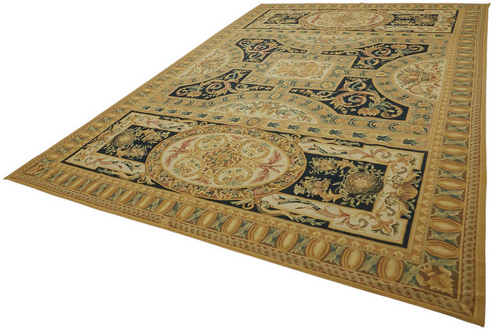 10x15 Floral Aubusson Kilim - 47408