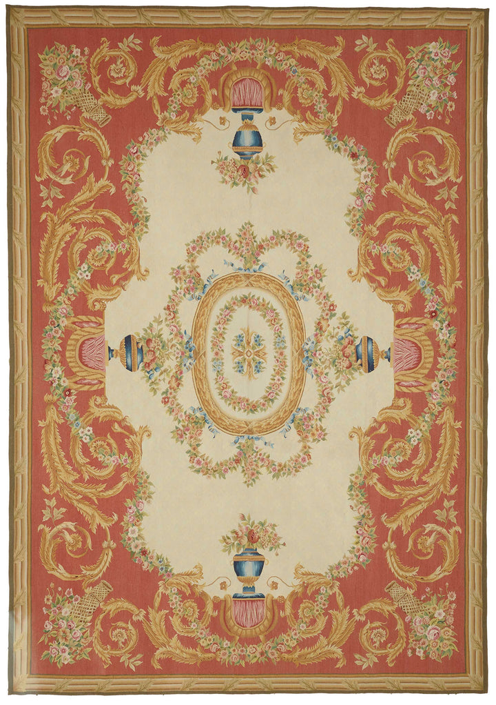 10x14 Floral Aubusson Kilim - 47411