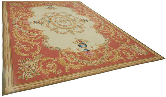 10x14 Floral Aubusson Kilim - 47411