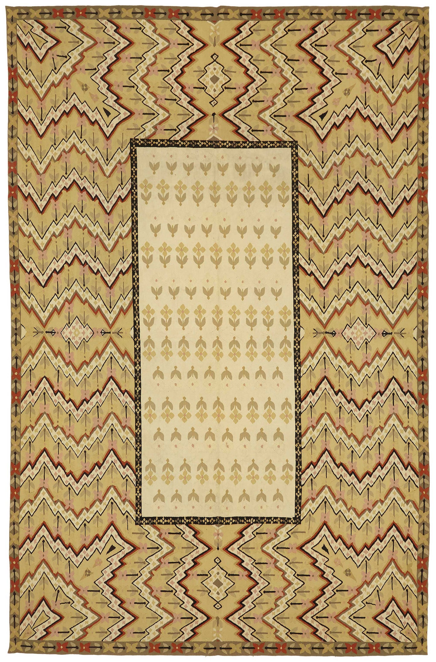 6x10 Floral Aubusson Kilim - 47414