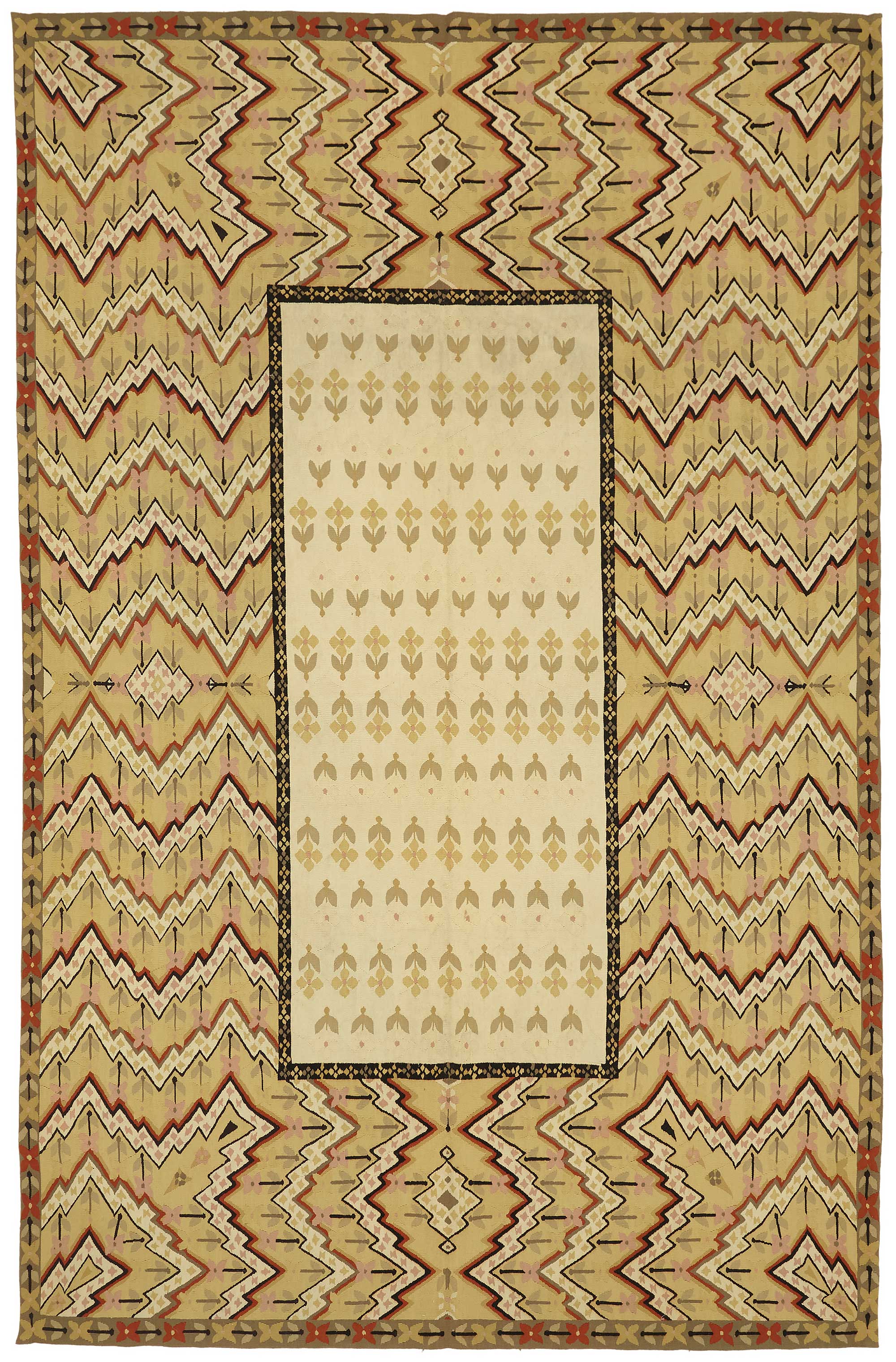 6x10 Floral Aubusson Kilim - 47414