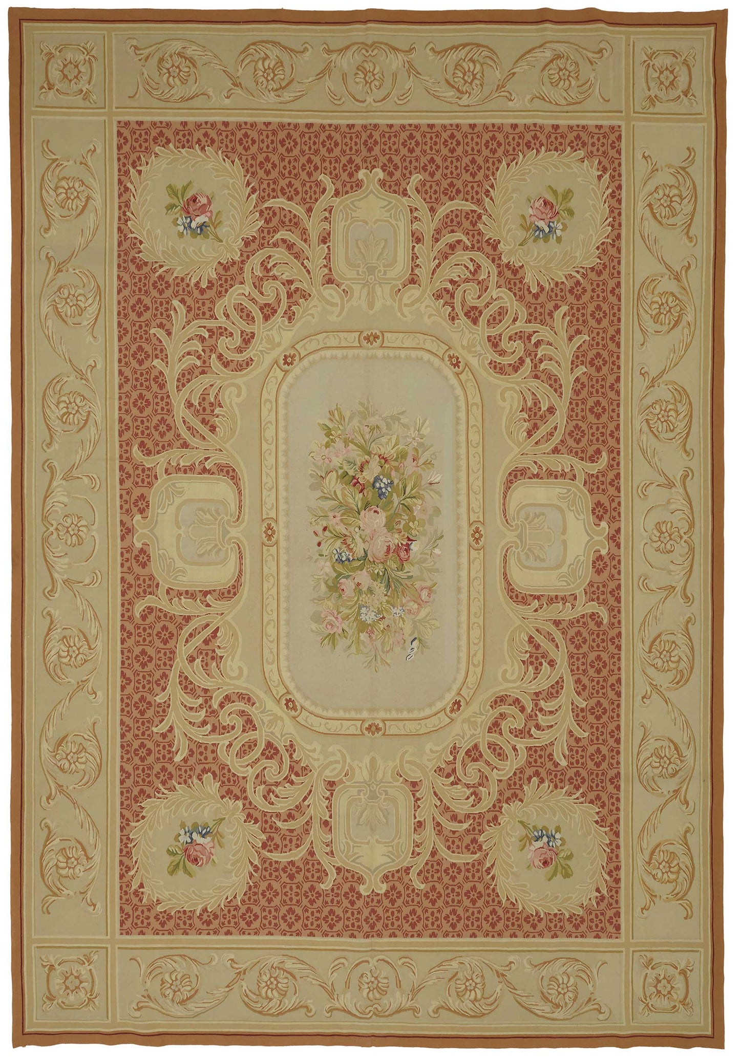 10x14 Floral Aubusson Kilim - 47417