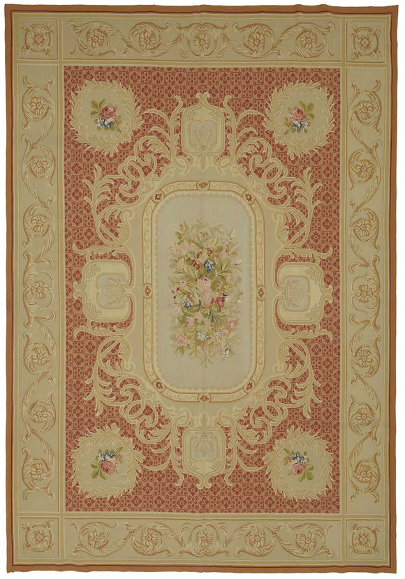 10x14 Floral Aubusson Kilim - 47417