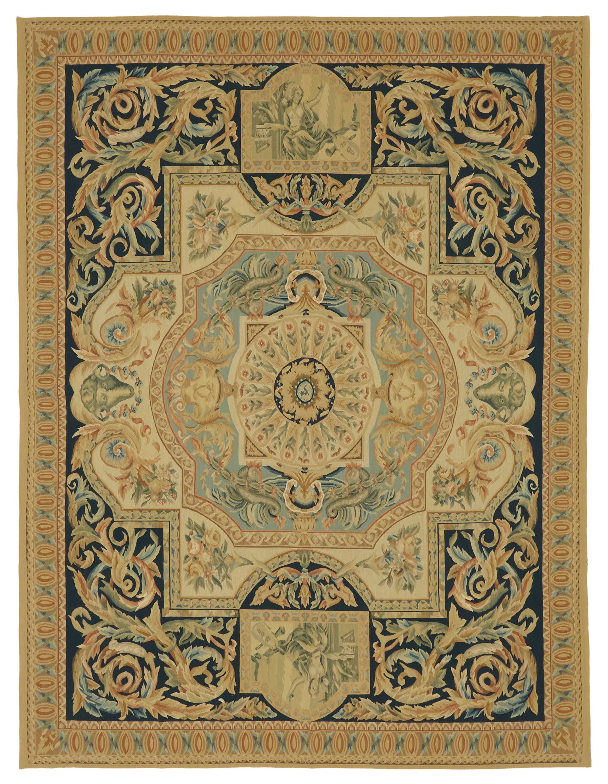 8x10 Floral Aubusson Kilim - 47423