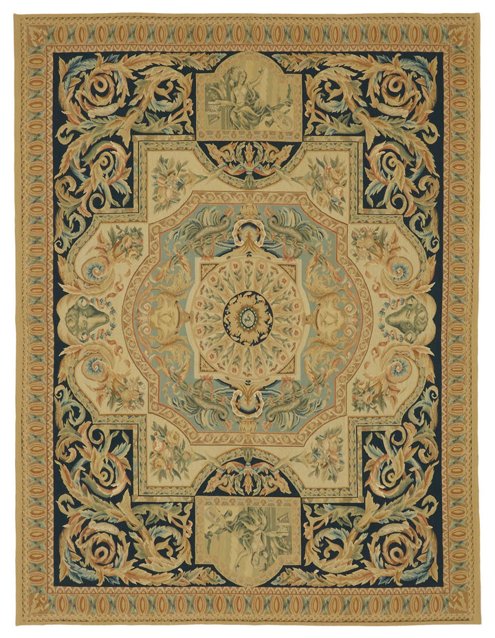 8x10 Floral Aubusson Kilim - 47423