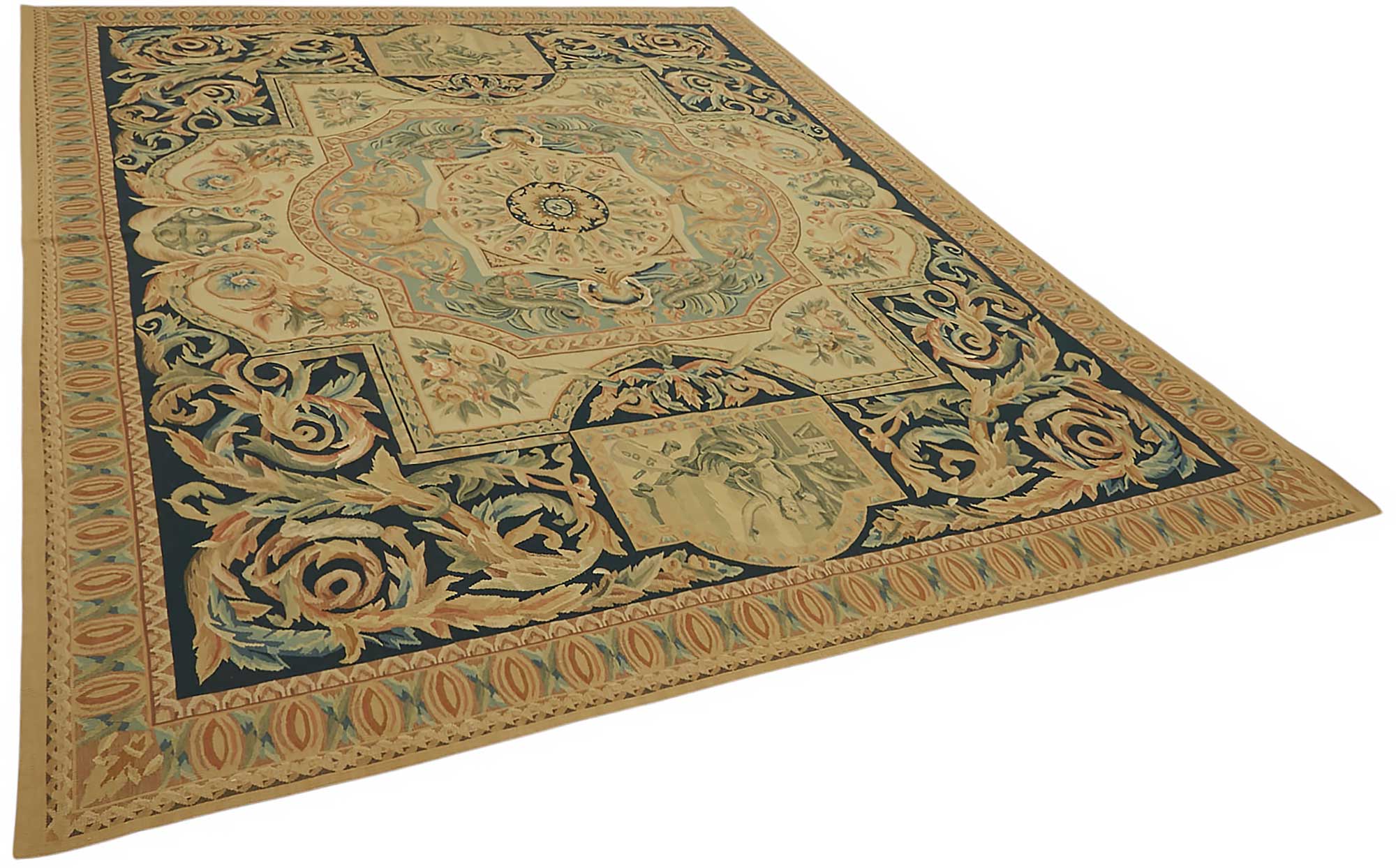 8x10 Floral Aubusson Kilim - 47423