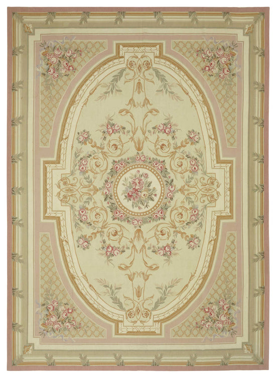 10x14 Floral Aubusson Kilim - 47424