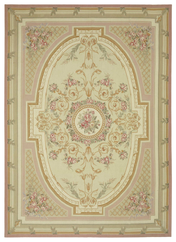 10x14 Floral Aubusson Kilim - 47424