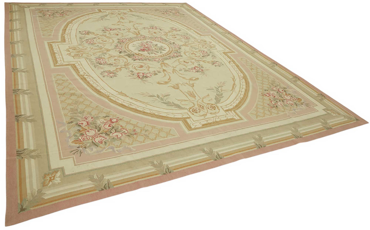 10x14 Floral Aubusson Kilim - 47424
