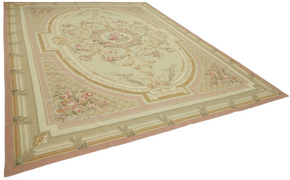 10x14 Floral Aubusson Kilim - 47424